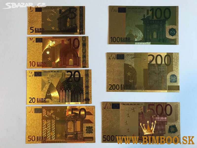 Prodám sady gold bankovek s certifikátem, dolary a Eura